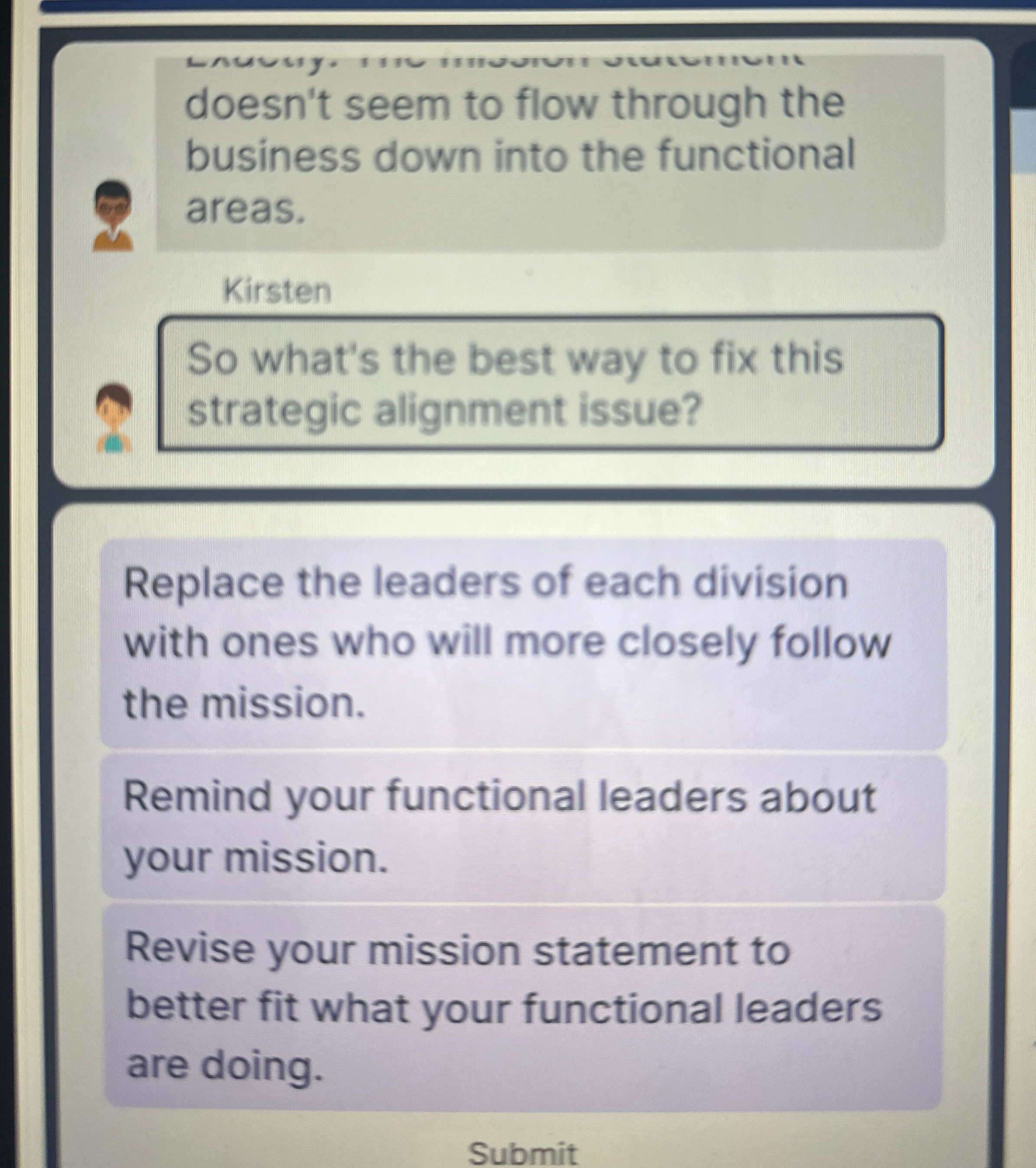  doesn't seem to flow through the business down into the functional