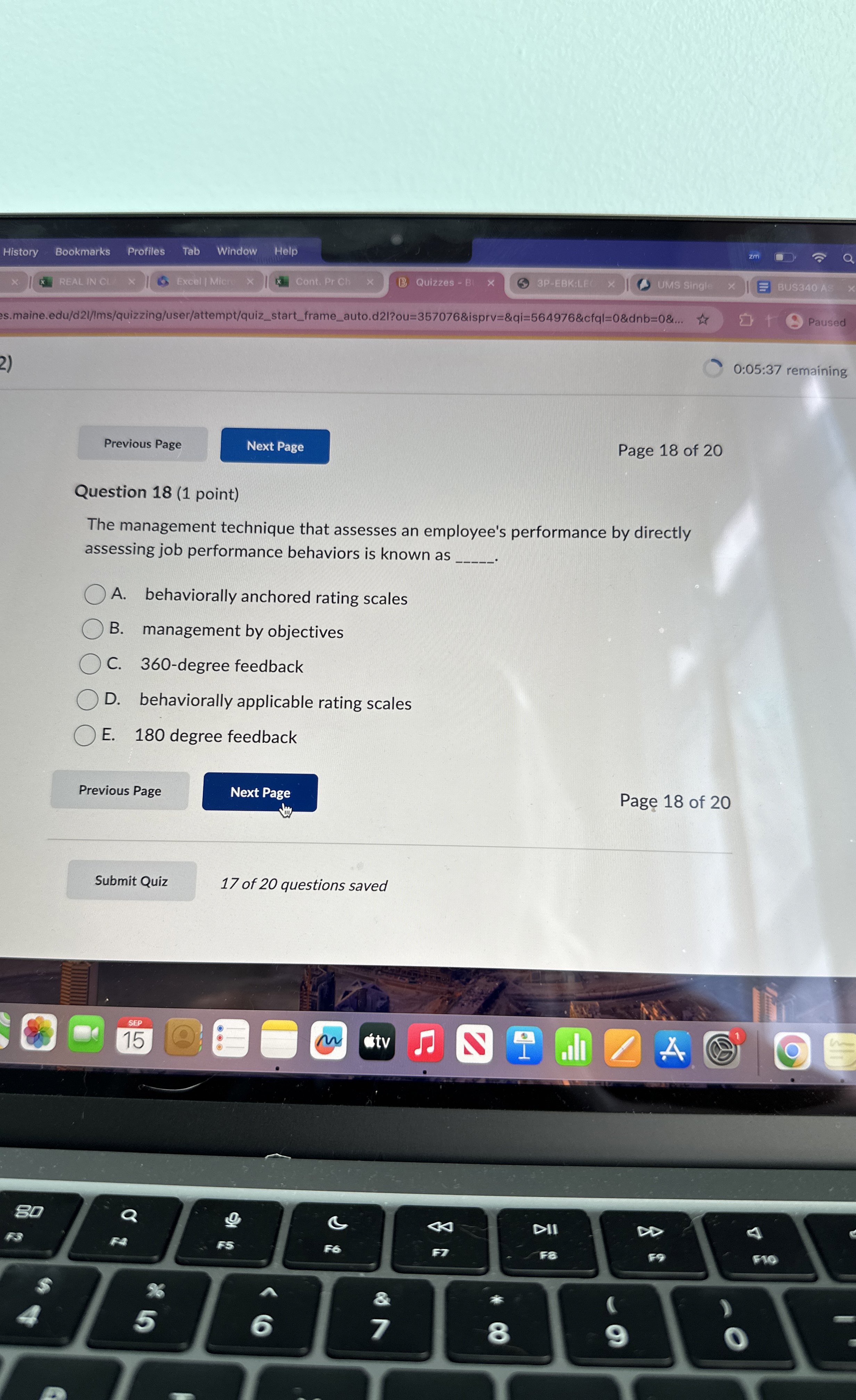  Question 18(1 point) The management technique that assesses an employee's performance