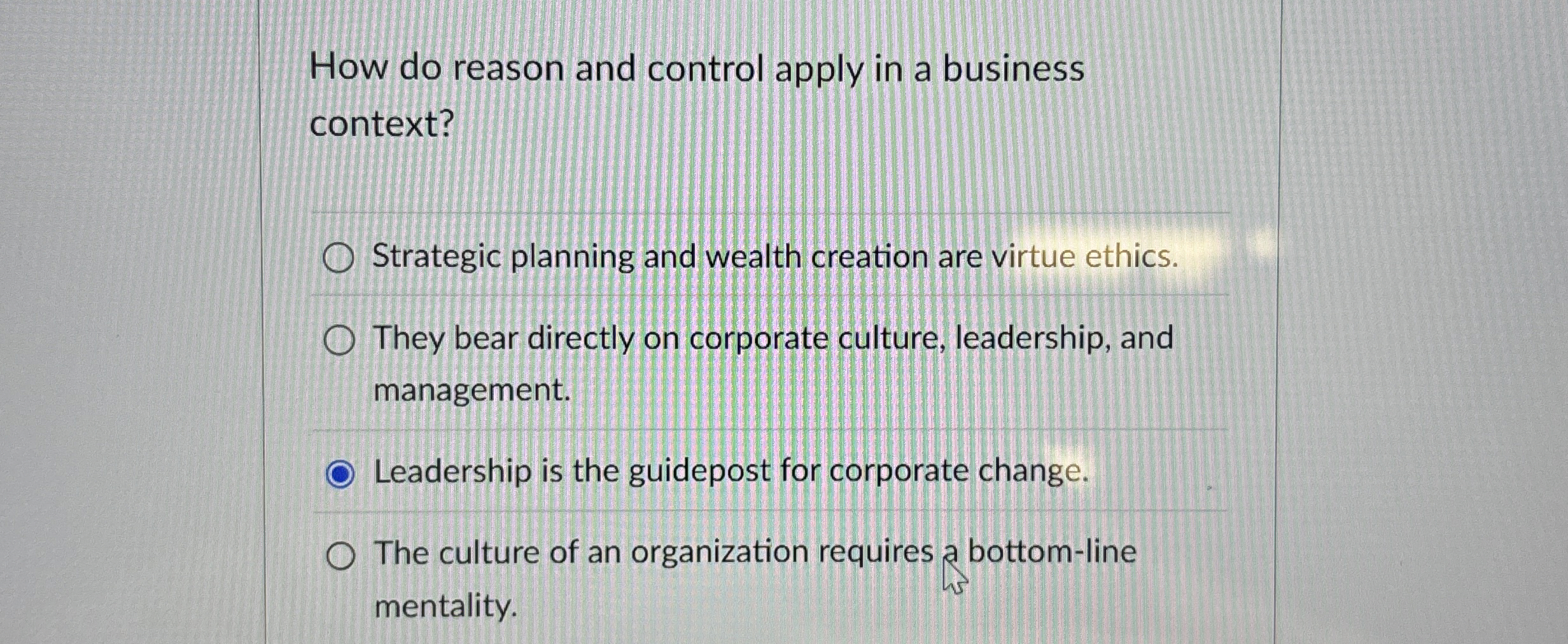  How do reason and control apply in a business context? Strategic