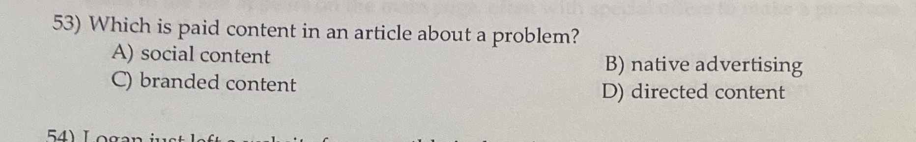  Which is paid content in an article about a problem? A)
