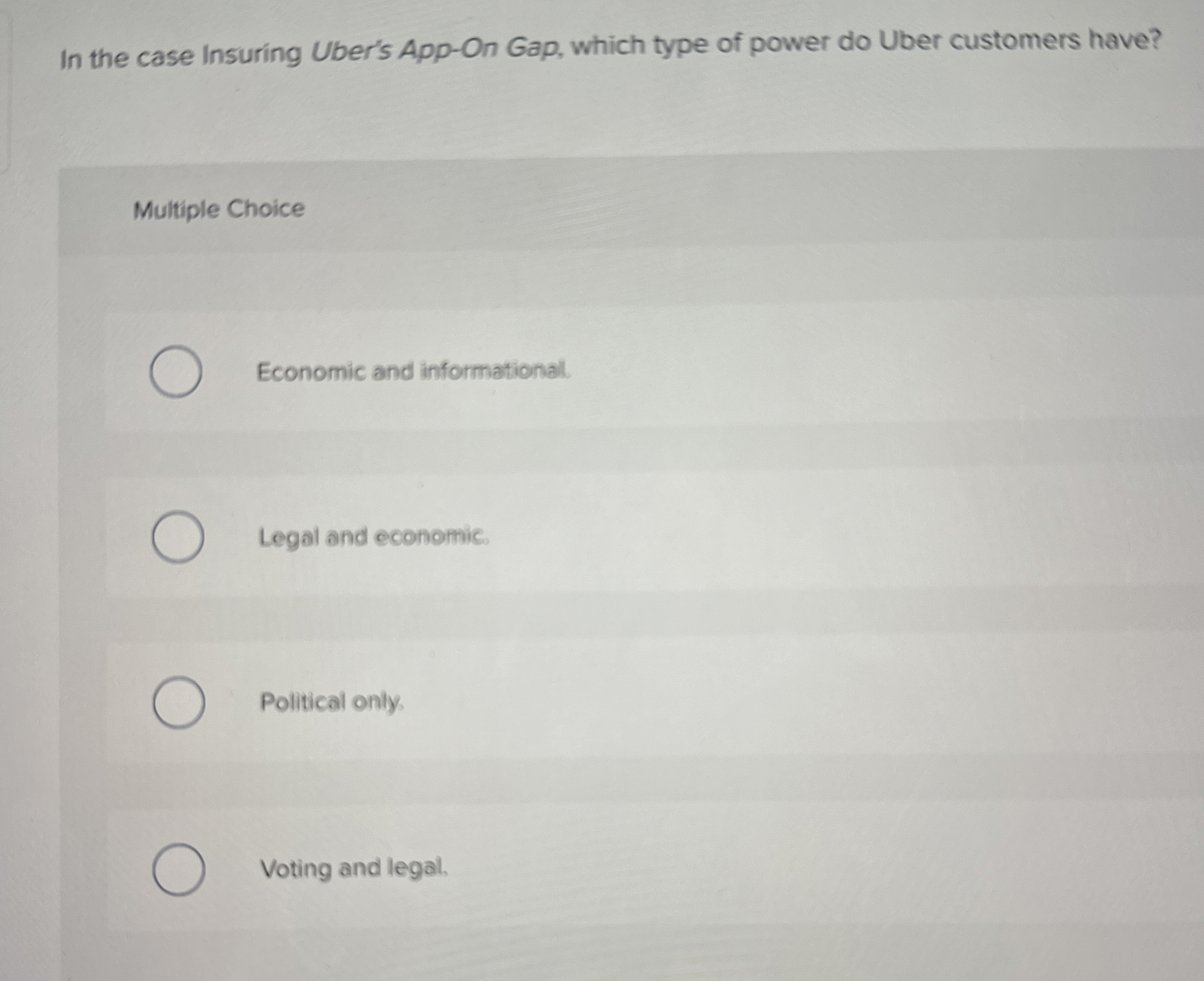  In the case Insuring Uber's App-On Gap, which type of power