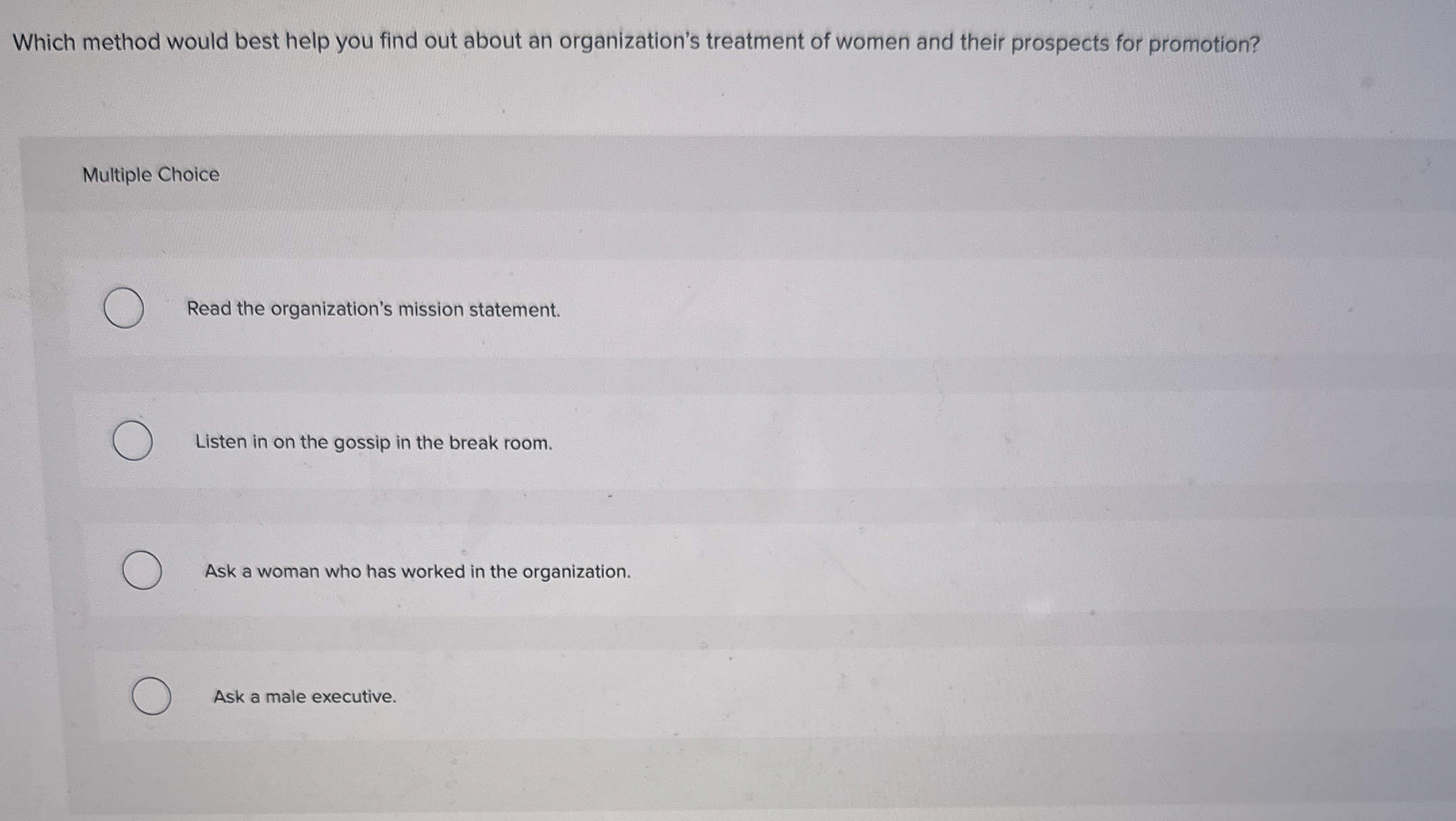  Which method would best help you find out about an organization's