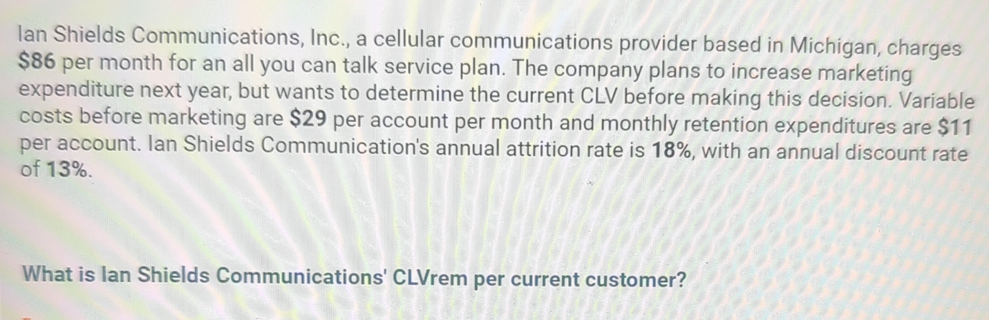  lan Shields Communications, Inc., a cellular communications provider based in Michigan,