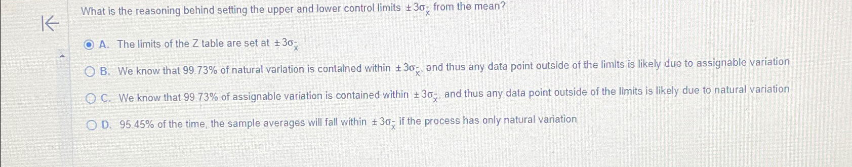  What is the reasoning behind setting the upper and lower control