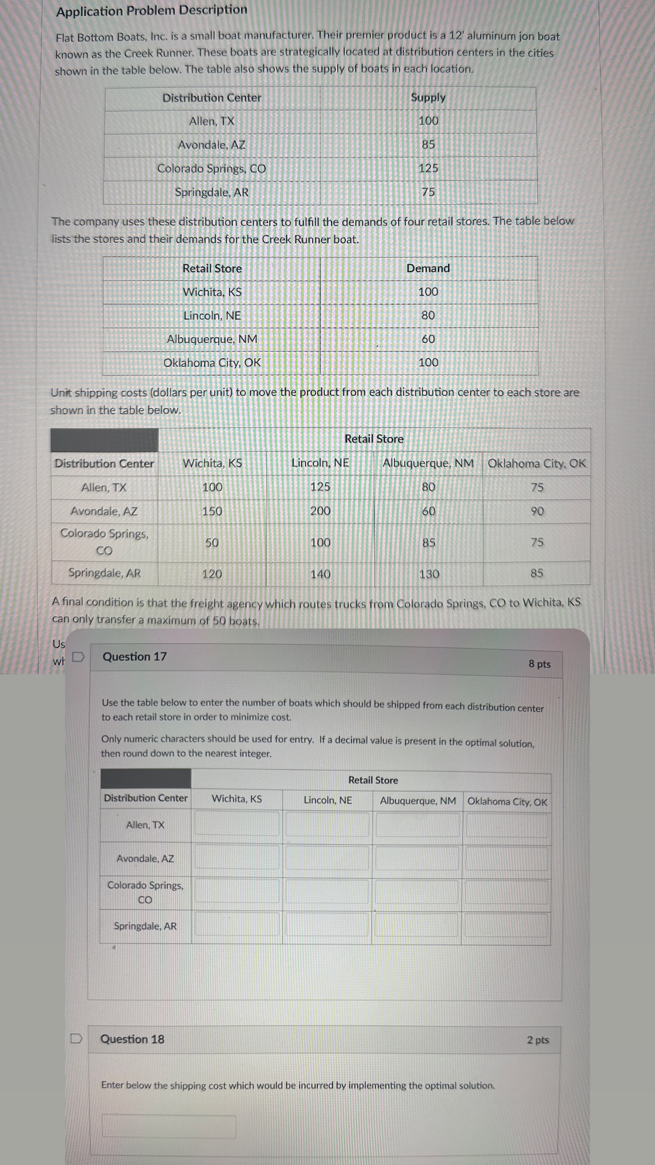  Application Problem Description Flat Bottom Boats, Inc. is a small boat