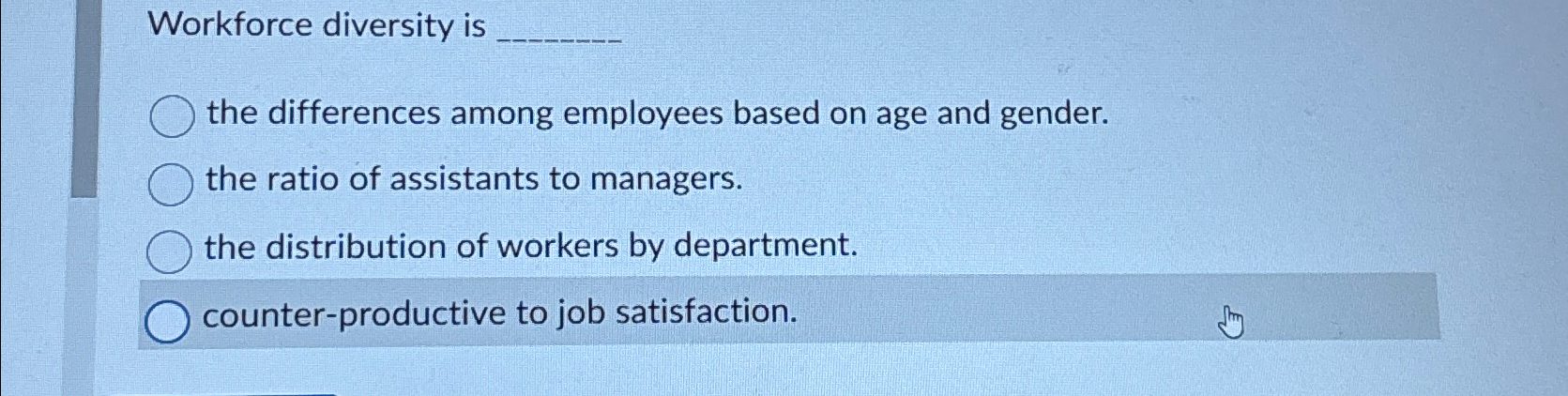  Workforce diversity is q, the differences among employees based on age