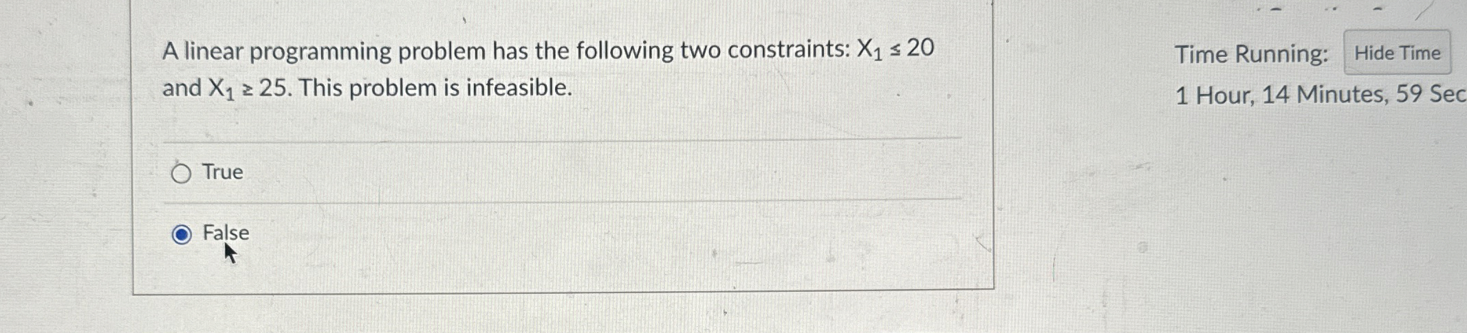  A linear programming problem has the following two constraints: x120 and