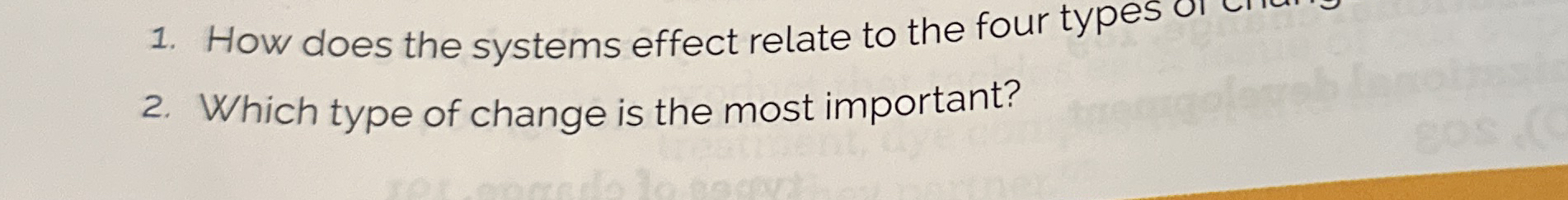  How does the systems effect relate to the four types Which