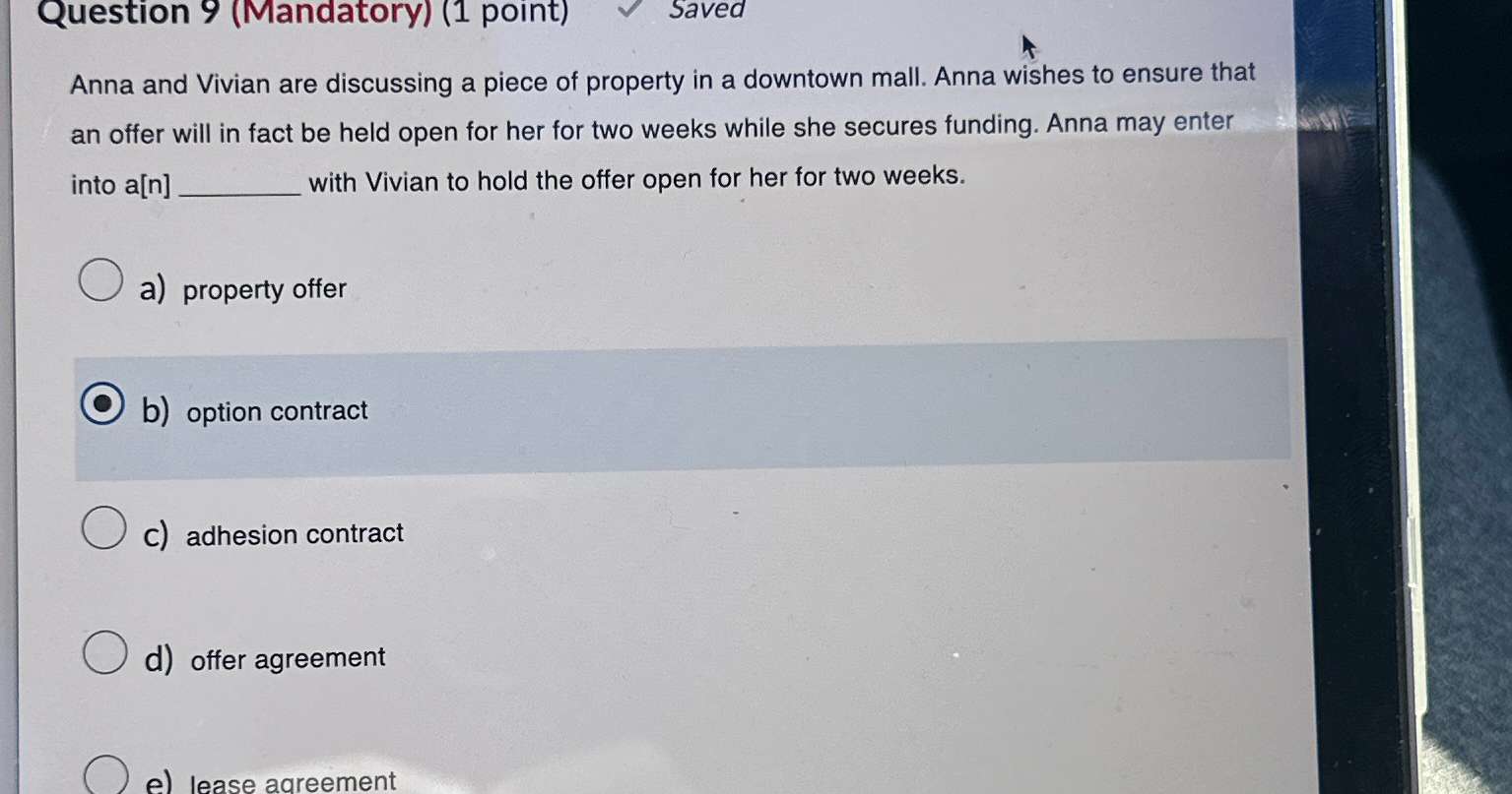  Question 9(Mandatory)(1 point) Saved Anna and Vivian are discussing a piece