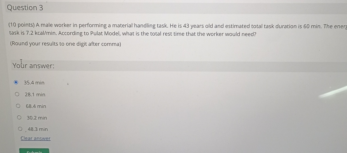  Question 3 (10 points) A male worker in performing a material'