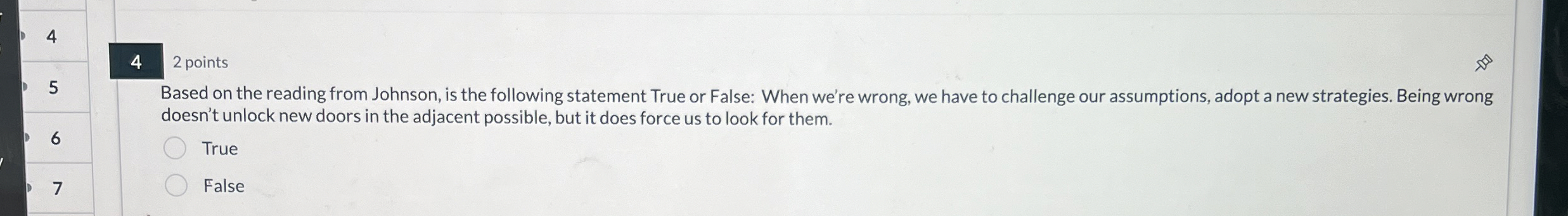  4 2 points Based on the reading from Johnson, is the