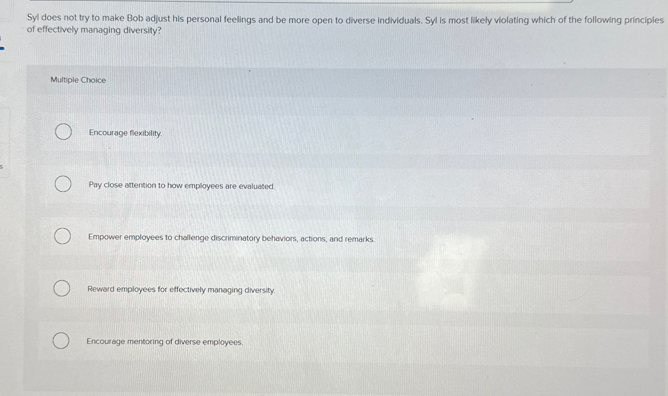  Syl does not try to make Bob adjust his personal feelings