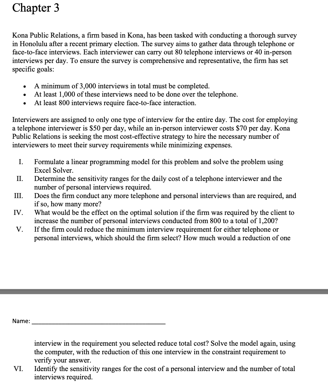  interview in the requirement you selected reduce total cost? Solve the