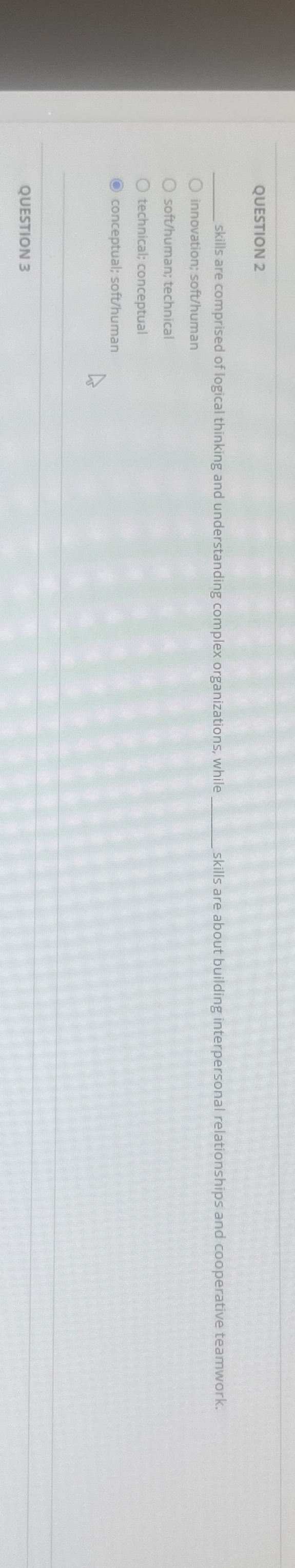  Planning Leading 0.25 point QUESTION 2q, skills are comprised of logical