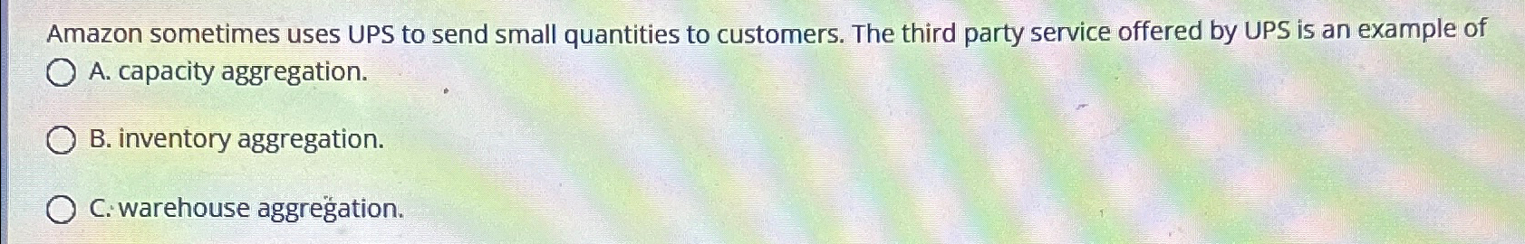  Amazon sometimes uses UPS to send small quantities to customers. The
