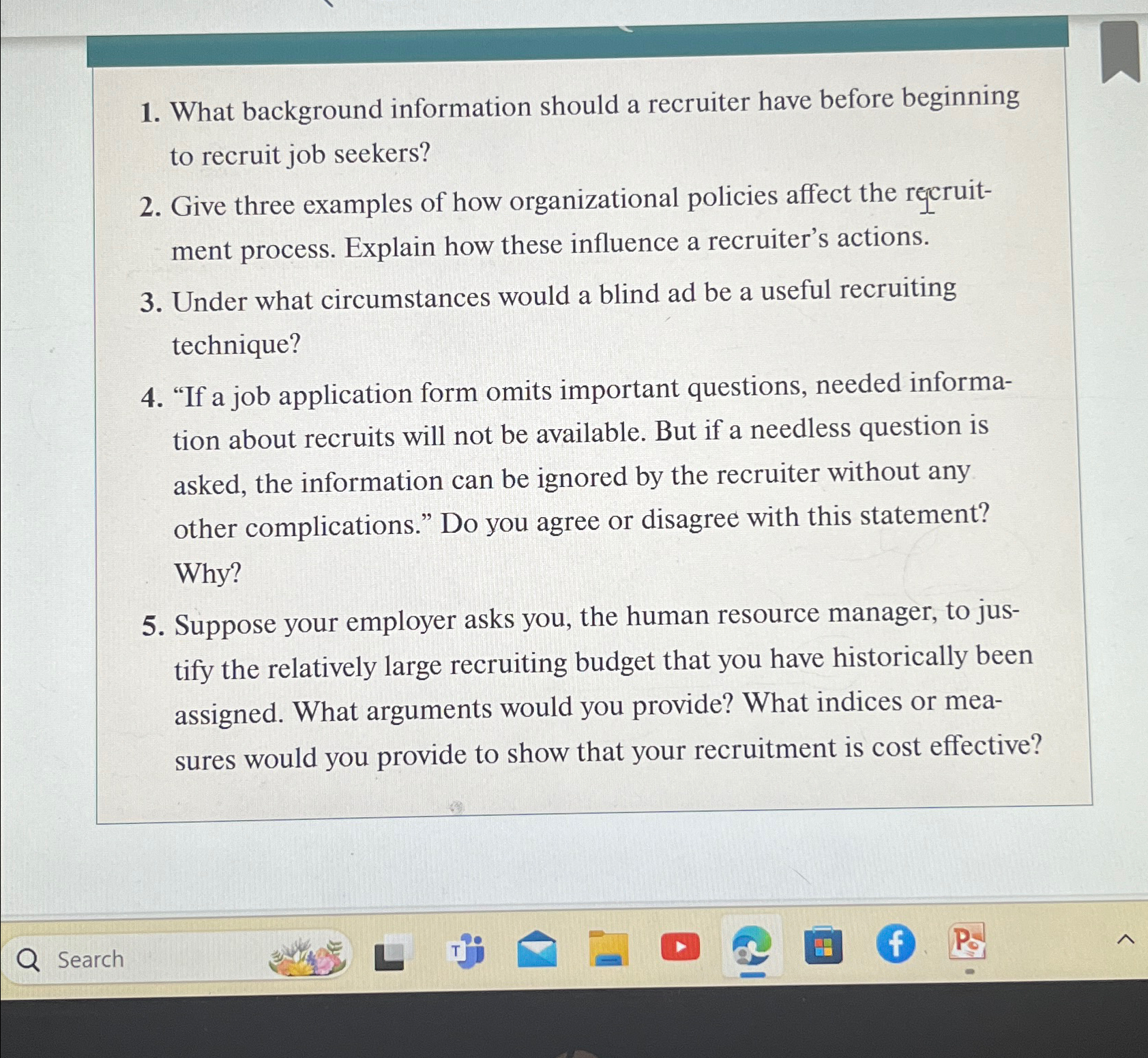  What background information should a recruiter have before beginning to recruit