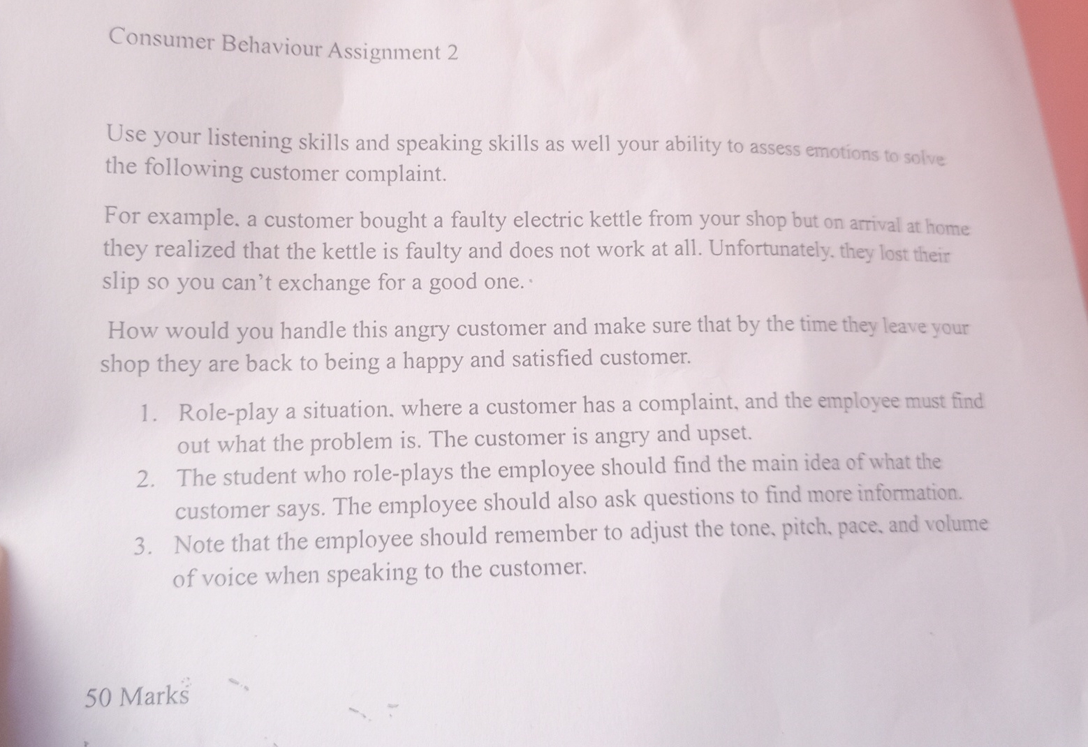  Consumer Behaviour Assignment 2 Use your listening skills and speaking skills