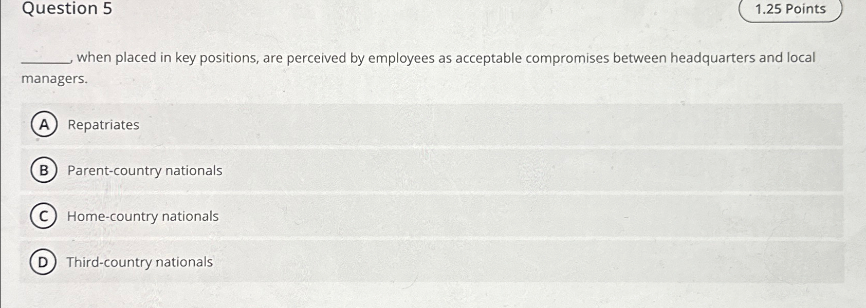  Question 5 when placed in key positions, are perceived by employees