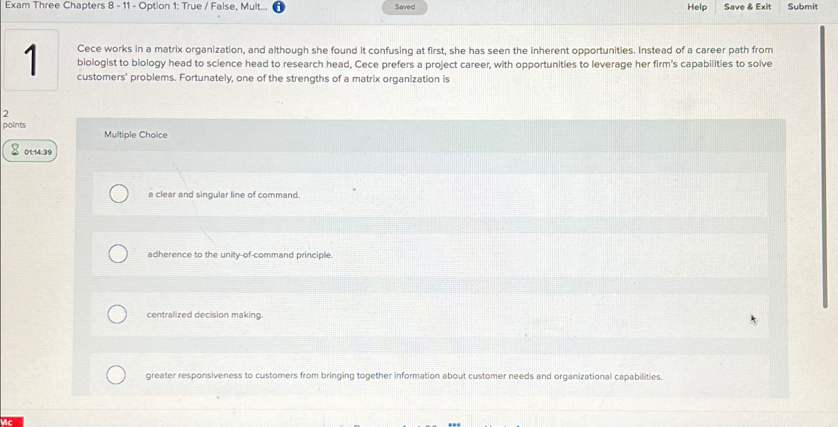  Exam Three Chapters 8-11- Option 1: True / False, Mult... Saved