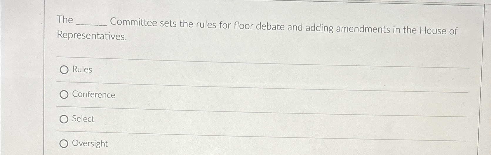  The Committee sets the rules for floor debate and adding amendments