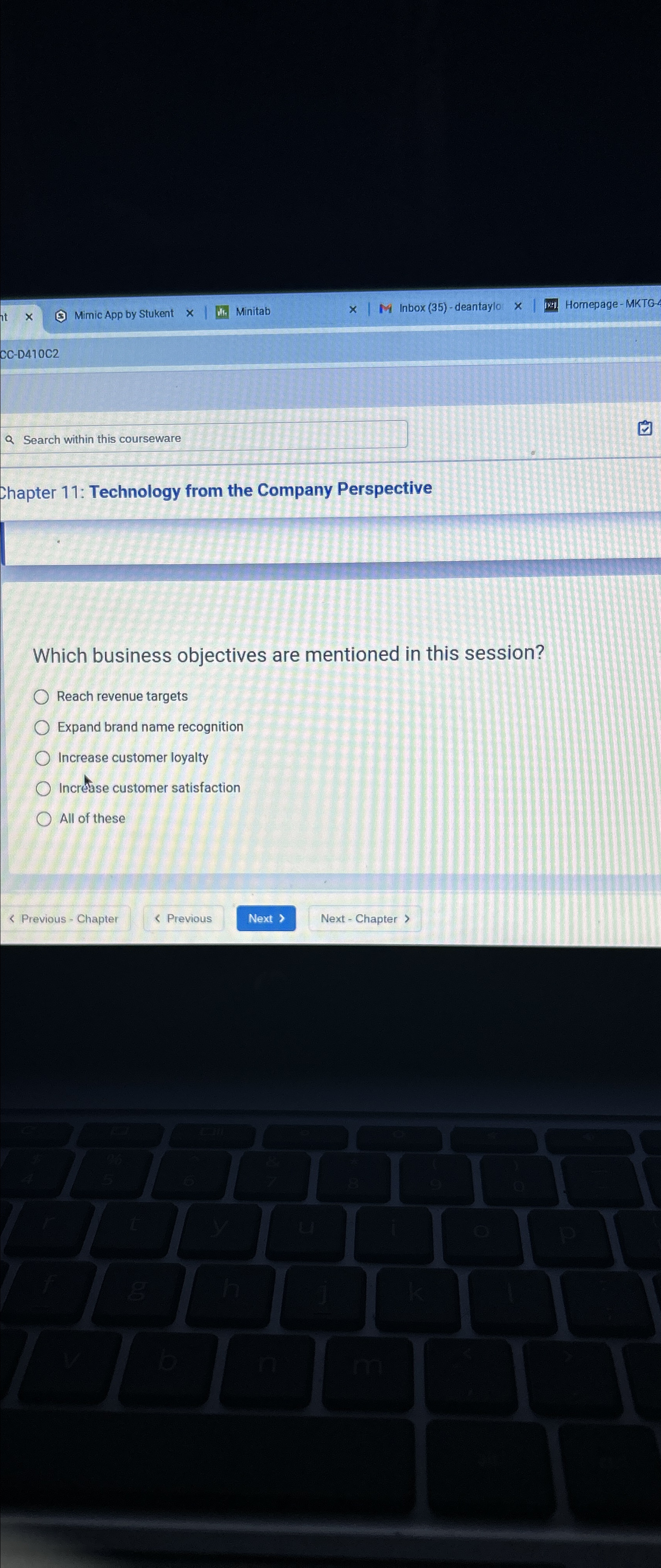  Search within this courseware Chapter 11: Technology from the Company Perspective