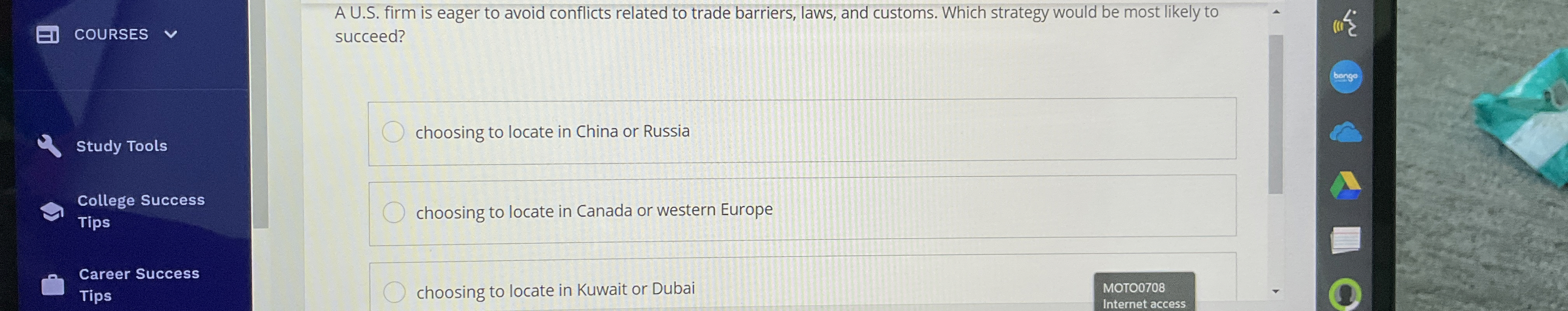  COURSES A U.S. firm is eager to avoid conflicts related to