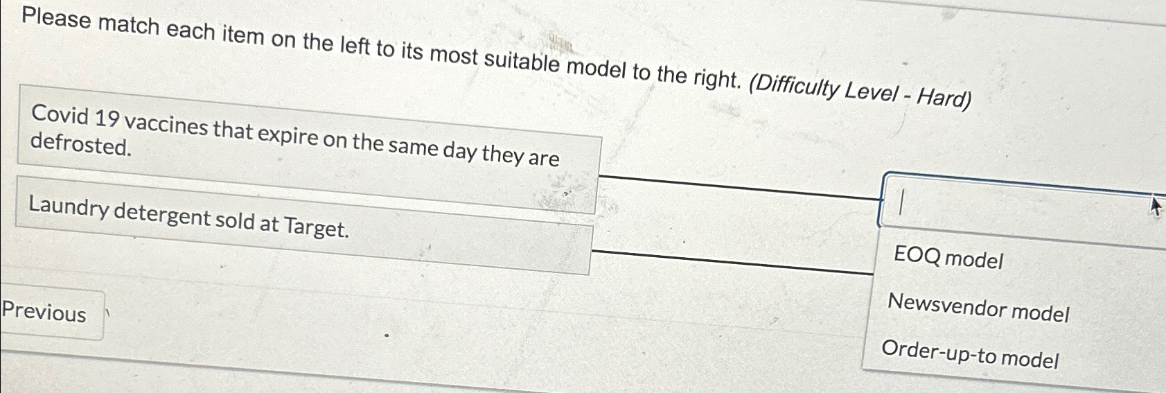 Please match each item on the left to its most suitable