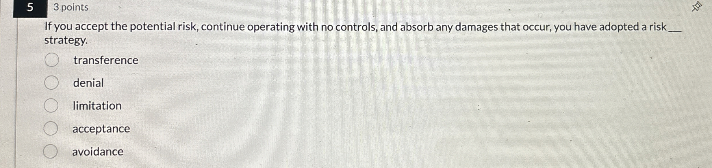  53 points If you accept the potential risk, continue operating with