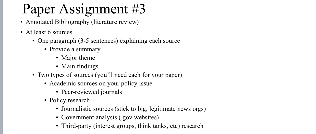  Paper Assignment #3 Annotated Bibliography (literature review) At least 6 sources