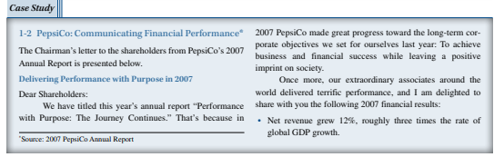  Case Study 1-2 PepsiCo: Communicating Financial Performance* The Chairman's letter to