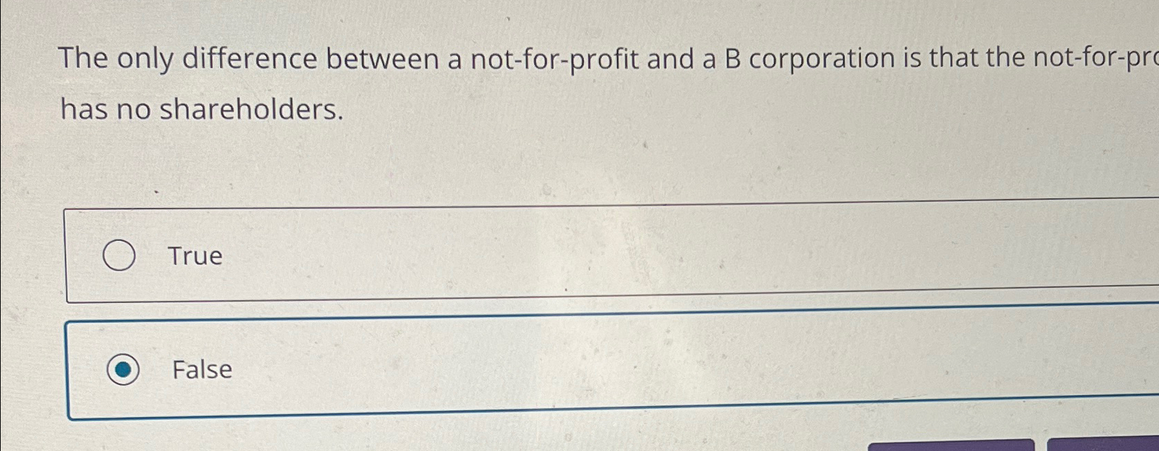  The only difference between a not-for-profit and a B corporation is