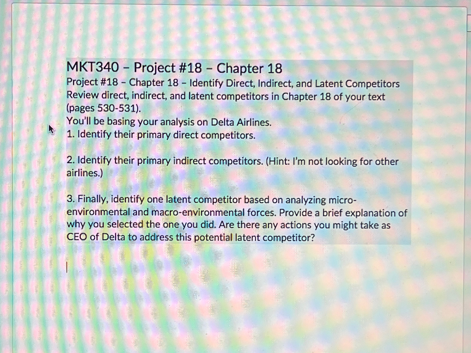  MKT340- Project #18- Chapter 18 Project #18- Chapter 18- Identify Direct,