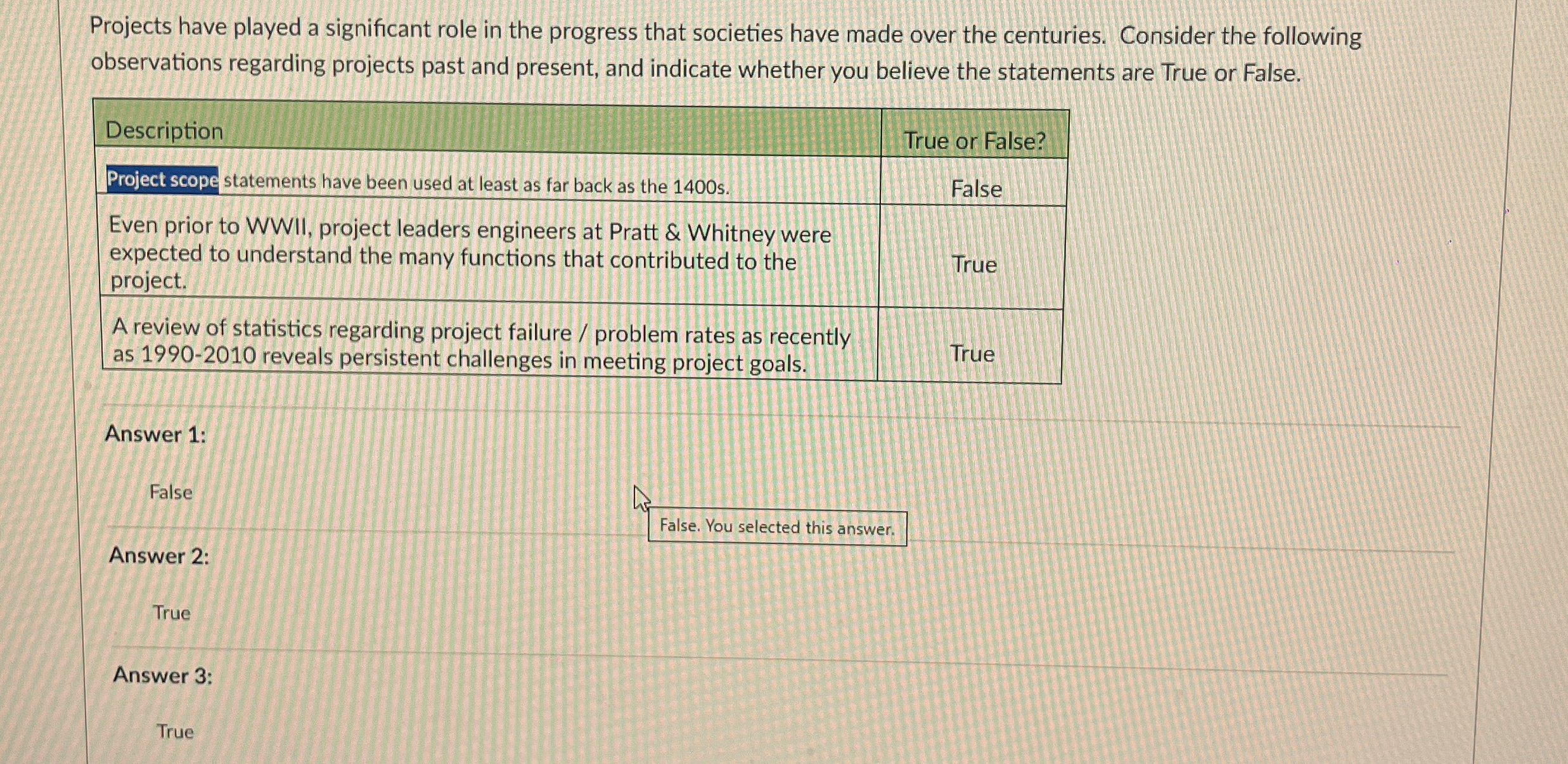  Projects have played a significant role in the progress that societies