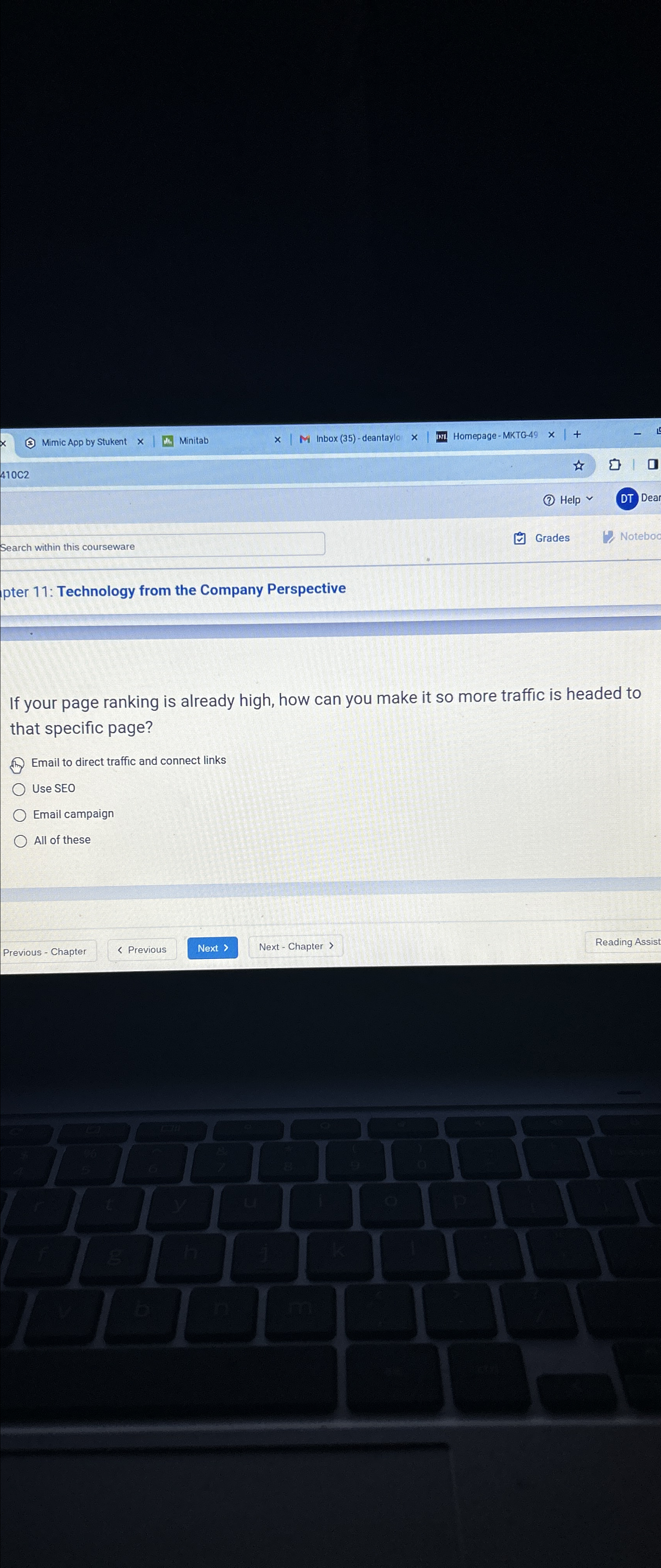  (3) Mimic App by Stukent Minitab M Inbox (35)-deantaylo Homepage -