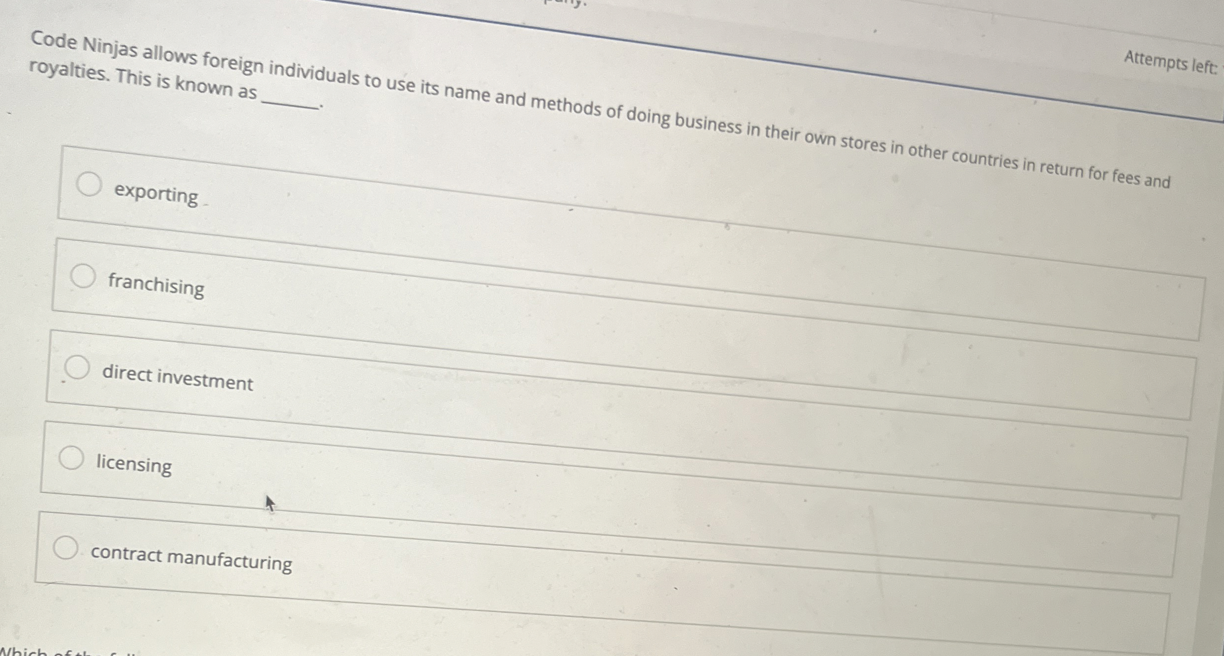  Code Ninjas allows foreign individuals to use its name and methods