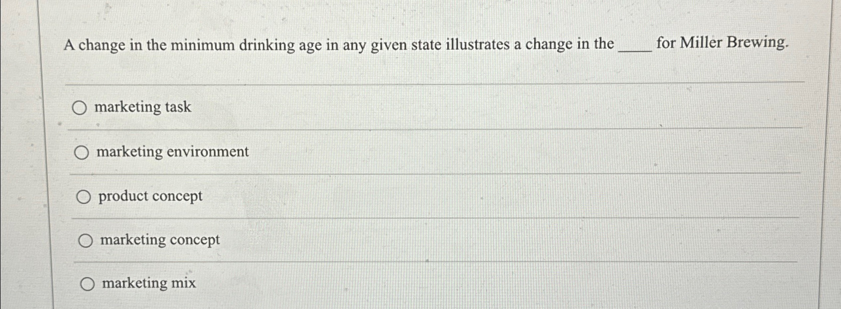  A change in the minimum drinking age in any given state