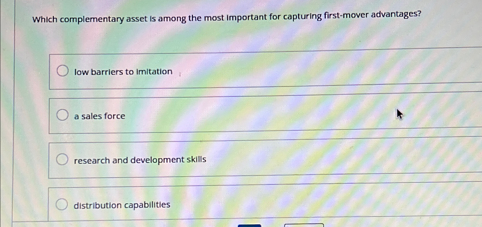  Which complementary asset is among the most important for capturing first-mover