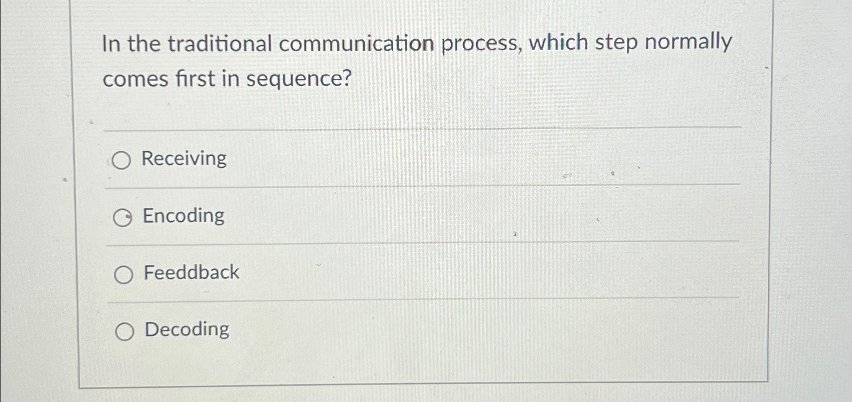 In the traditional communication process, which step normally comes first in
