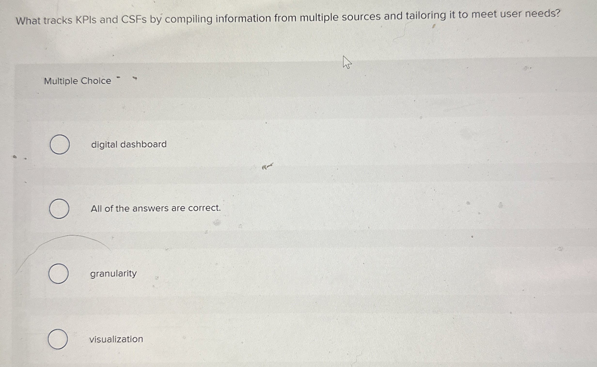  What tracks KPIs and CSFs by compiling information from multiple sources