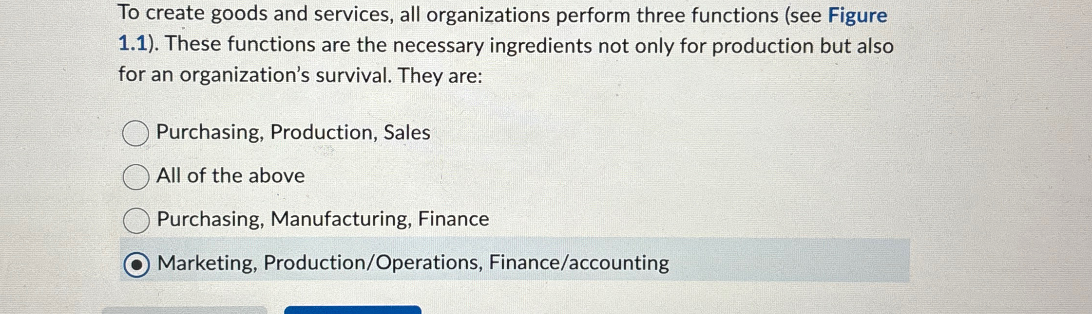  To create goods and services, all organizations perform three functions (see