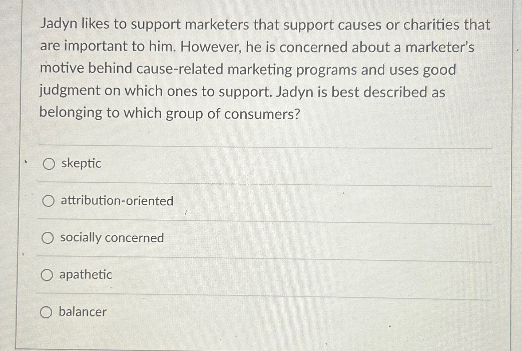  Jadyn likes to support marketers that support causes or charities that