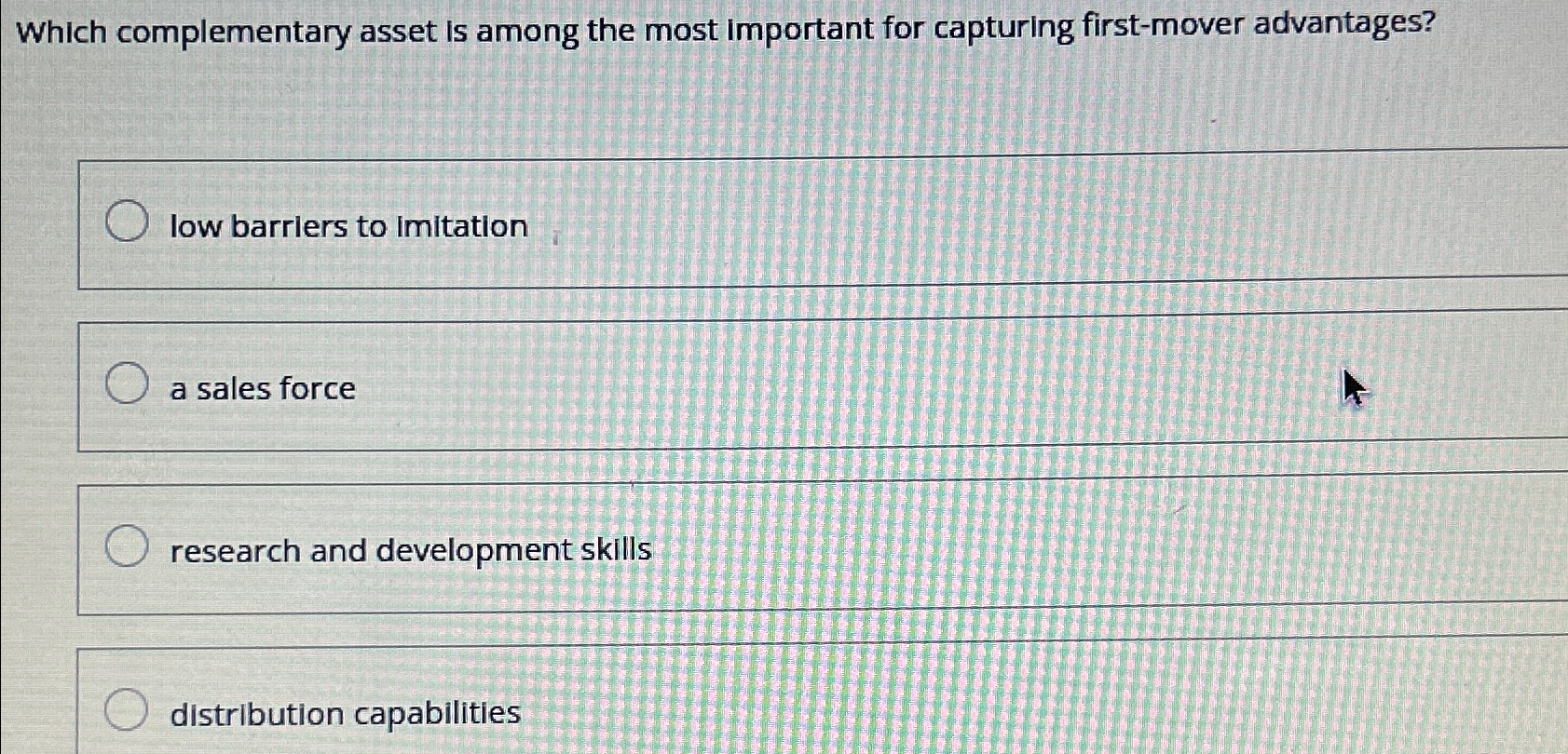  Which complementary asset is among the most important for capturing first-mover