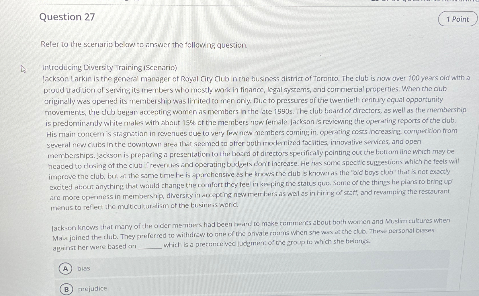  Question 27 Refer to the scenario below to answer the following