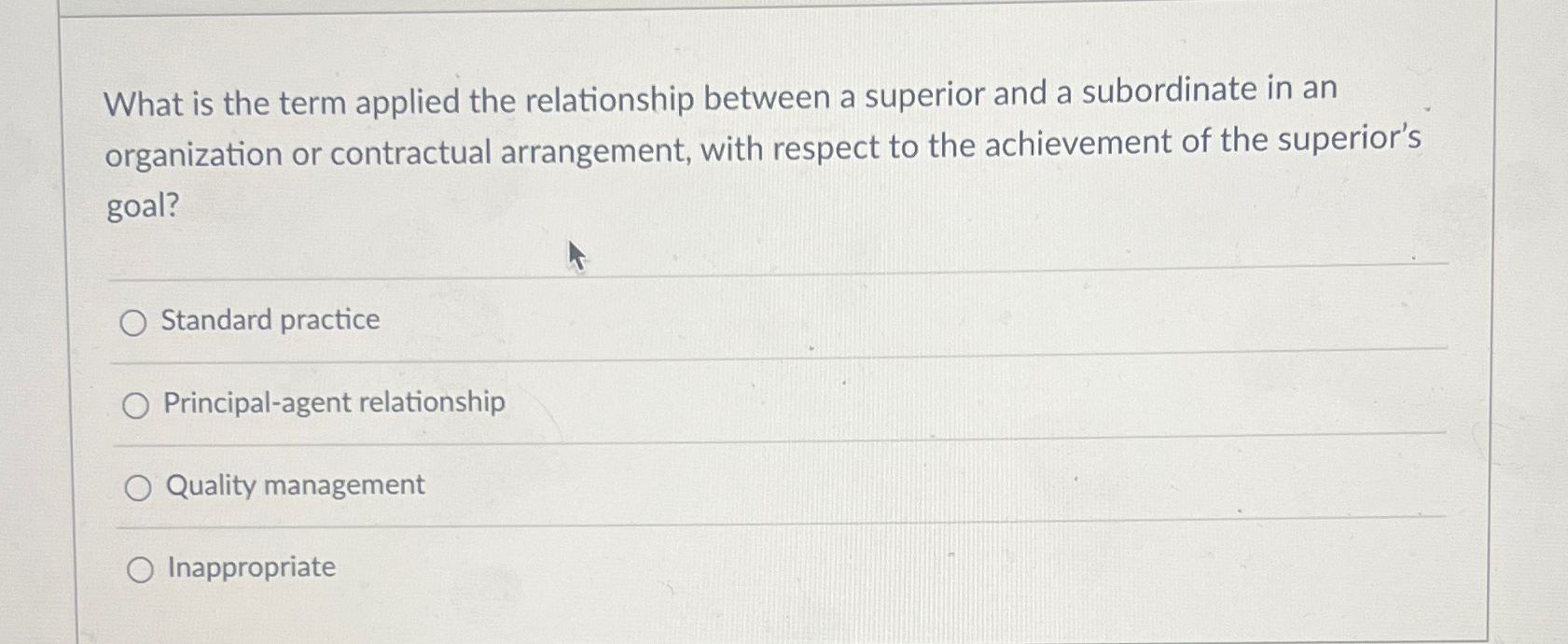 What is the term applied the relationship between a superior and