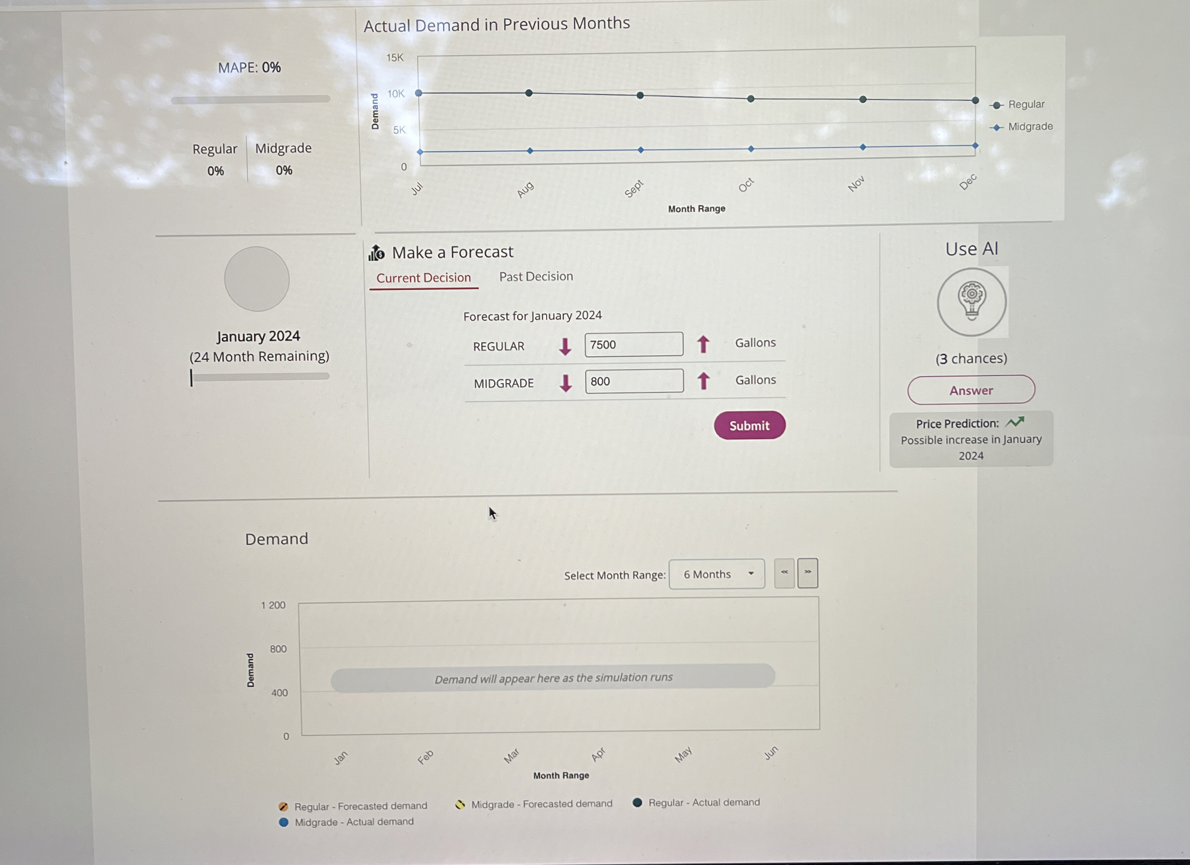  MAPE: 0% Regular 0% January 2024 (24 Month Remaining) Midgrade 0%