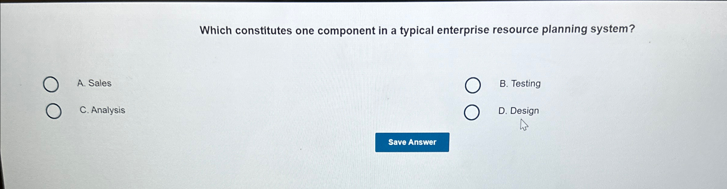  Which constitutes one component in a typical enterprise resource planning system?