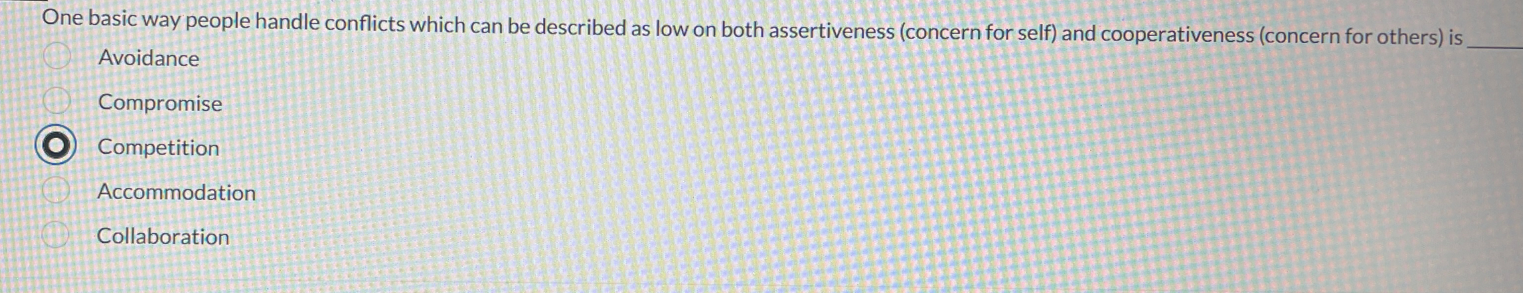  One basic way people handle conflicts which can be described as
