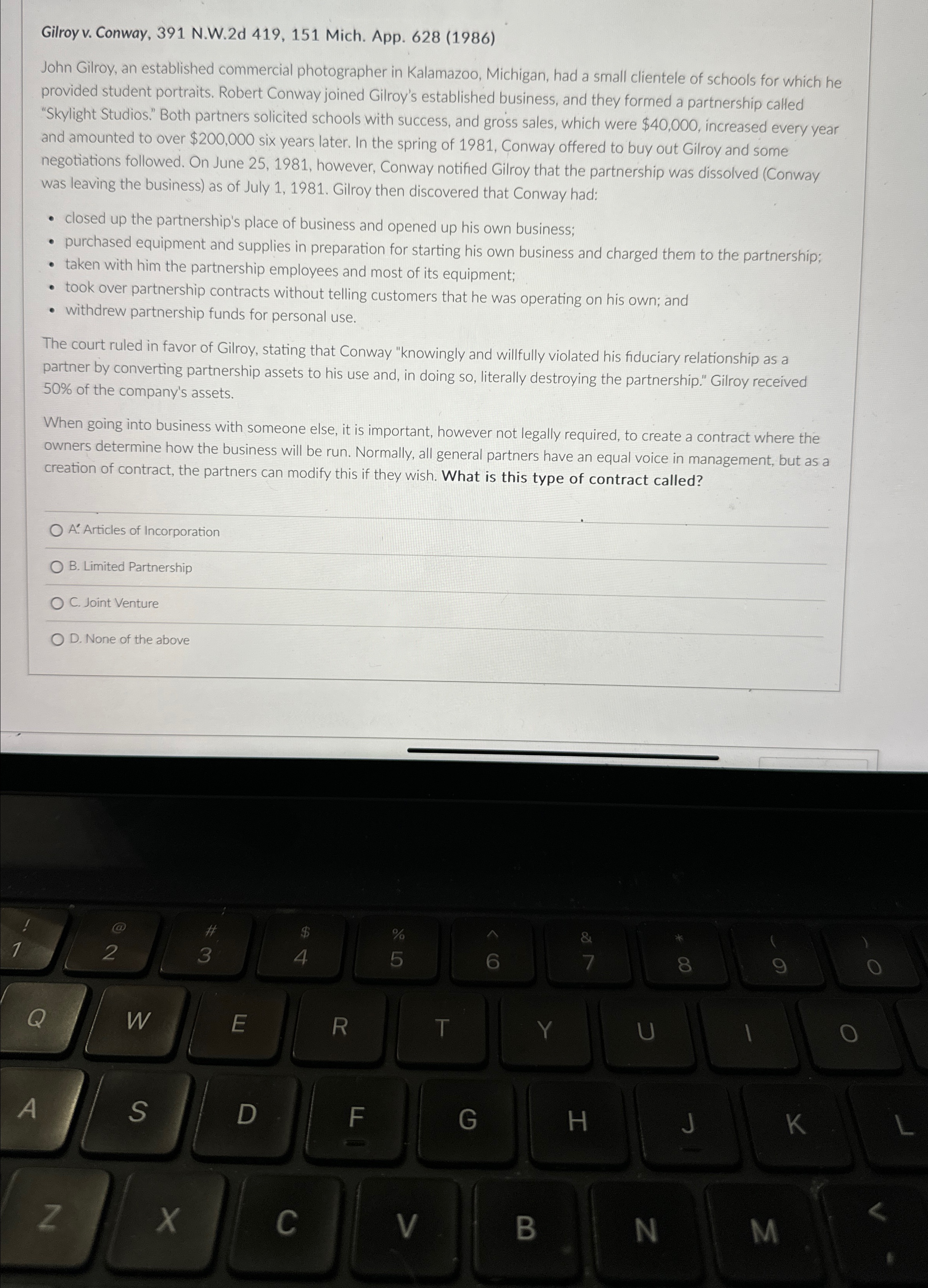  Gilroy v. Conway, 391 N.W.2d 419,151 Mich. App. 628(1986) John Gilroy,
