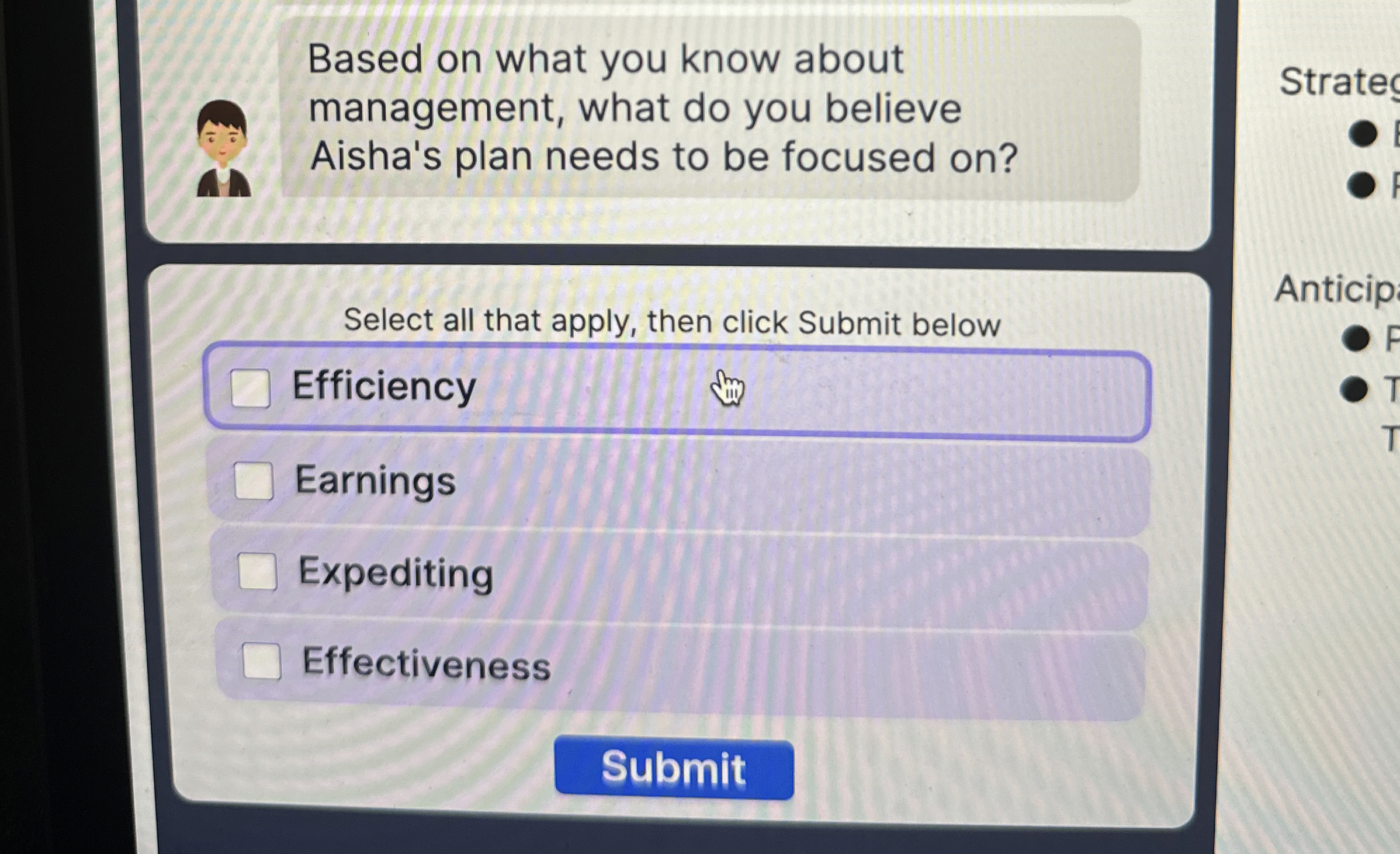  Based on what you know about management, what do you believe