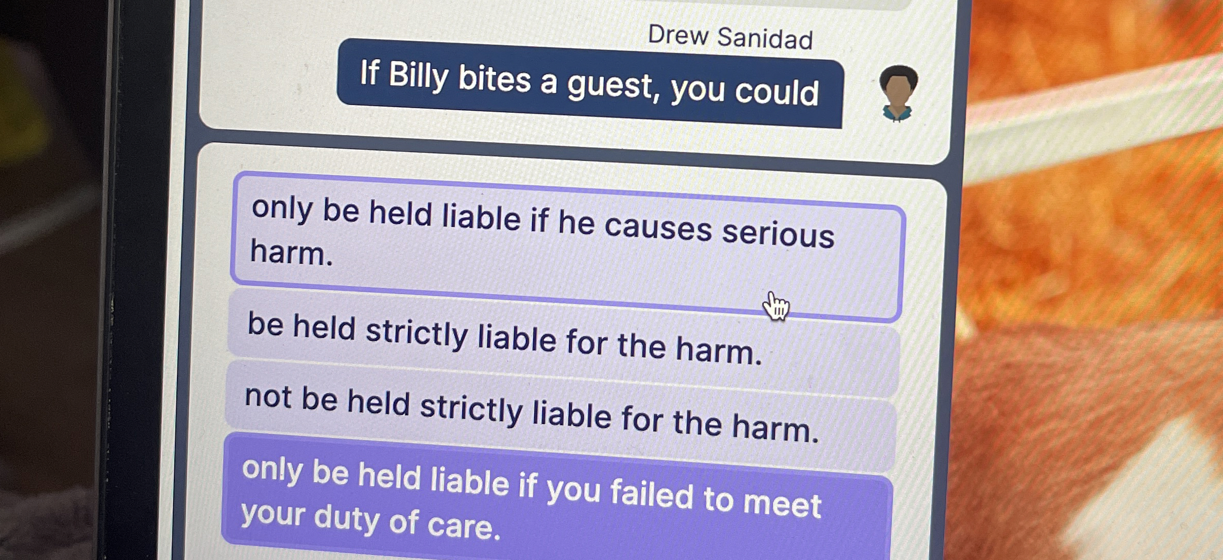  only be held liable if he causes serious harm. be held